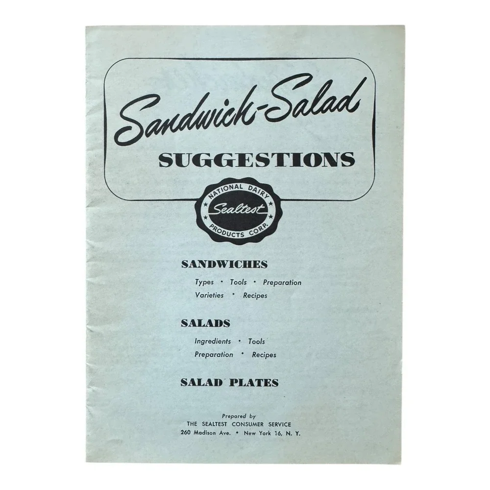 Sandwich Salad Suggestions 1950s‎ Sealtest Dairy Recipe Pamphlet